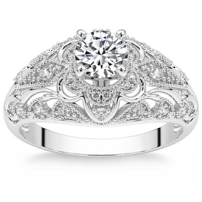 Pompeii3 1 1/2Ct Diamond Vintage Engagement Ring 14k Gold Lab Created