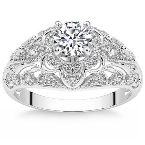 Pompeii3 1 1/2Ct Diamond Vintage Engagement Ring 14k Gold Lab Created - 1 of 4