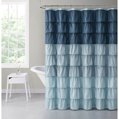 GoodGram Montauk Accents Home Gypsy Ombre Ruffled Fabric Shower Curtain -  Standard Length - Blue