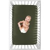 Sweet Jojo Designs Boy Baby Fitted Mini Crib Sheet Woodland Camo Collection Solid Green - 3 of 4