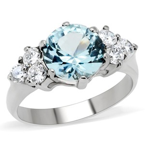 Slickblue Women's London Blue Spinel Ring, Stainless Steel, Pave Accents, Silver Tone, Lightweight, size 5-10 - 1 of 4