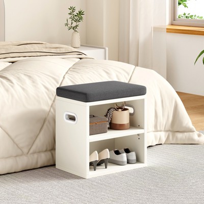 Tiramisubest Entryway Shoe Rack Mini Shoe Bench with Storage and Seating Functions Sturdy and Durable Suitable for Entryway Placement