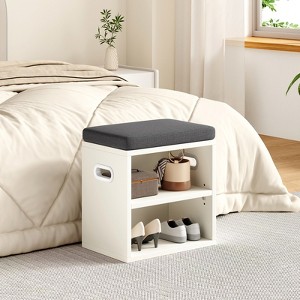 Tiramisubest Entryway Shoe Rack Mini Shoe Bench with Storage and Seating Functions Sturdy and Durable Suitable for Entryway Placement - 1 of 4