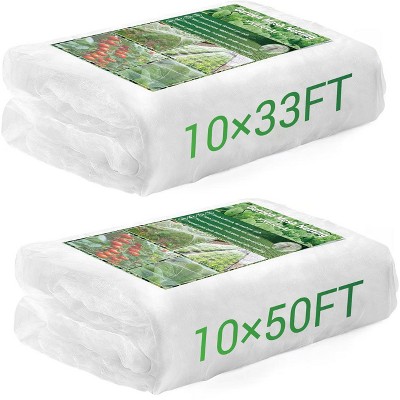 2-Pack Heavy-Duty Garden Mesh Netting 10x33FT&10x50FT-80 Holes Per Inch Reinforced Plant Cover for Birds, Rabbits-Protect Fruit, Vegetables, Berries