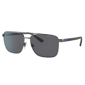 Polo Ralph Lauren PH 3137 900281 Unisex Rectangle Polarized Sunglasses Shiny Gunmetal 59mm - 1 of 3