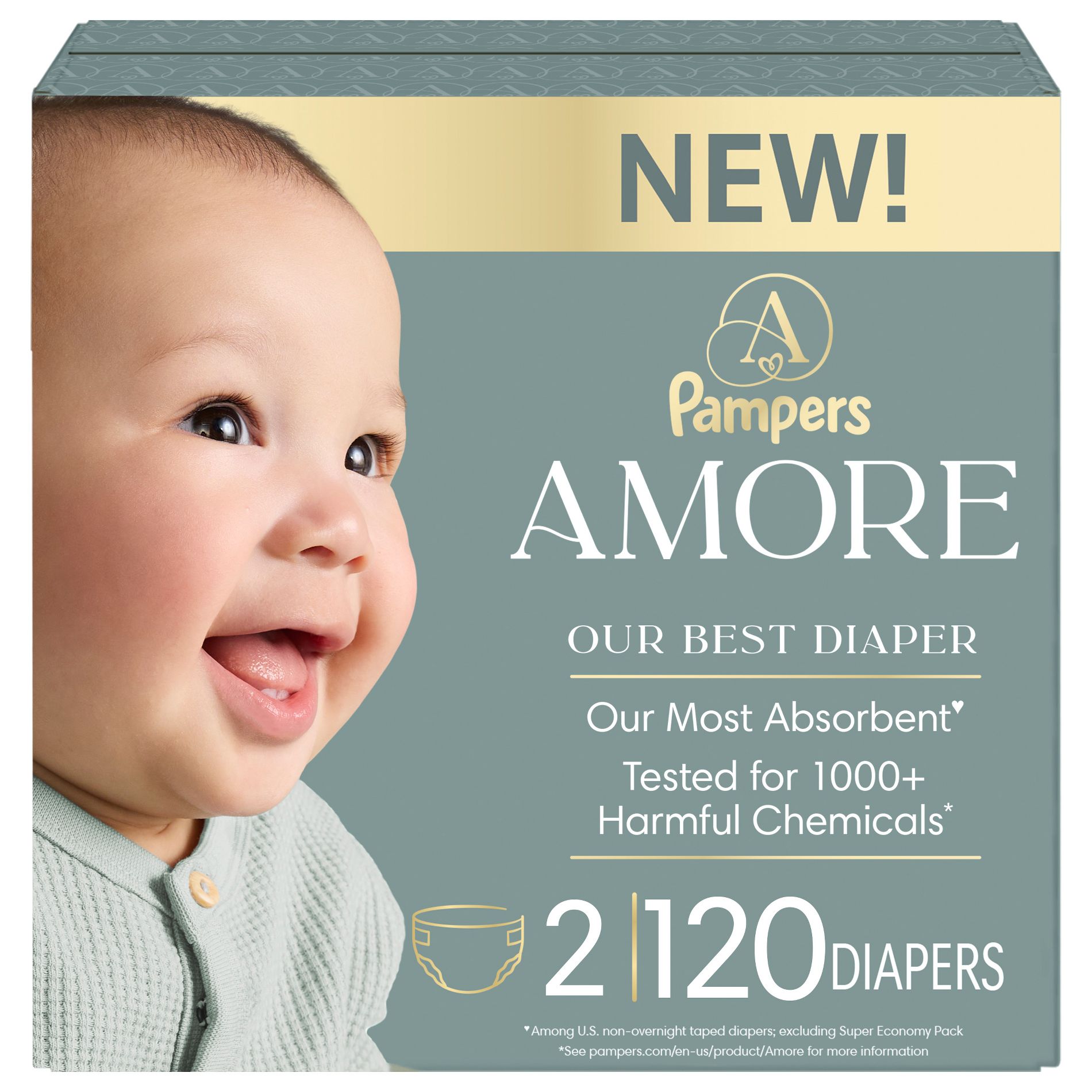 Amore by Pampers Diapers Enormous Pack - Size 2 - 120ct
