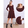 INSPIRE CHIC Women's Square Neck Casual Long Sleeve A Line Knit Pullover Dress with Pockets - 2 of 4