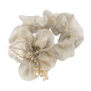 Unique Bargains Women's Fashion Elegant Leaves Flowers Hair Hair Ties Champagne 1 Pc - 1 of 3