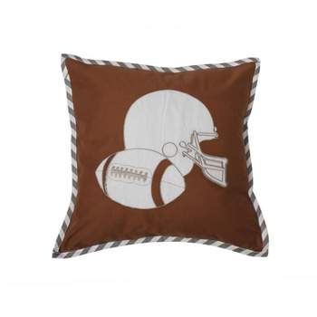 Bacati - Football Brown/Grey Muslin Throw Pillow