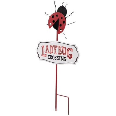 Charming Red and Black Metal Ladybug Garden Stake