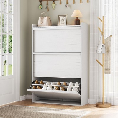 Acekool Flip Drawer Shoe Cabinet with Adjustable Shelves, Hidden Shoe Organizer for Entryway