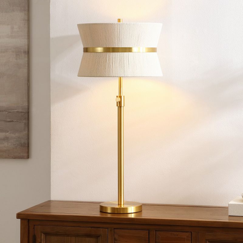 Mika 20-26 Inch Rope/Metal Extendable Table Lamp - Bleached Natural/Brass Gold - Safavieh., 4 of 5