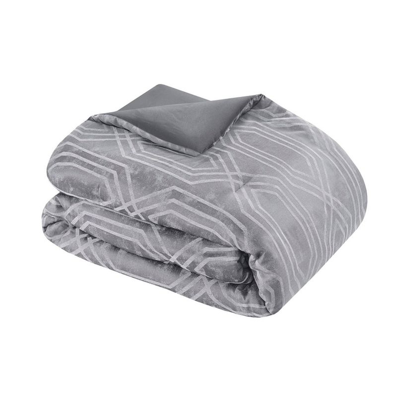 Aya Jacquard Geo Comforter & Sheets Bedding Set Gray, 2 of 11