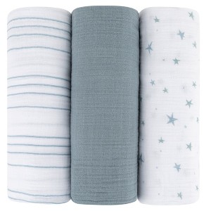 Ely's & Co. Cotton Muslin Swaddle Blanket  3 Pack - 1 of 4