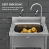Resenkos Stainless Steel Outdoor Utility Sink with Cold and Hot Water Pipe and Storage Shelf for Laundry Garage, 22" Silver - 2 of 4