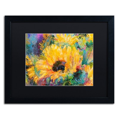 Richard Wallich Blue Sunflowers Framed Canvas Art in Black Frame