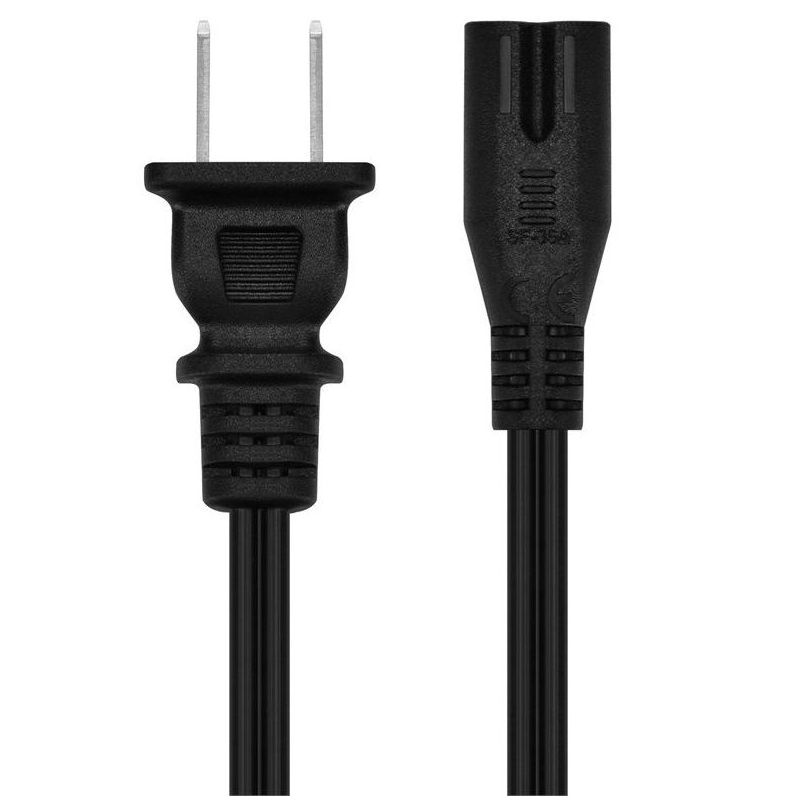 Monoprice Power Cord - 6 Feet - Black | Non-Polarized NEMA 1-15P to Non-Polarized IEC 60320 C7, 18AWG, 10A/1250W, 125V, 2 of 7