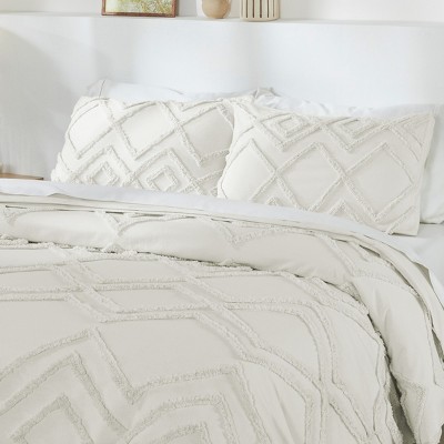 3 Piece Tufted Cotton Duvet Cover set, Luxury Boho Bedding King Queen  Comforter