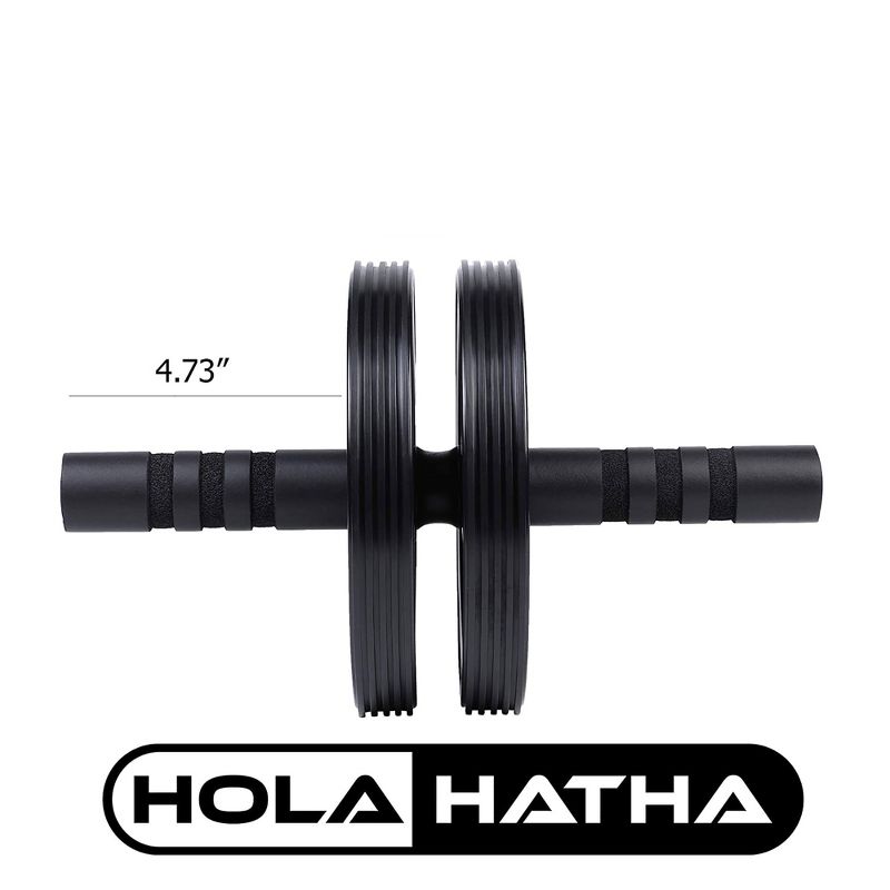 HolaHatha Compact Exercise Fitness Abdominal Core Building Workout Double Non Slip Ab Roller Wheel Equipment with Handles for Home Gym and Toning, 5 of 7