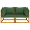 VidaXL Sectional Corner Sofas 2 pcs with Green Cushions Solid Wood Acacia - 3 of 4