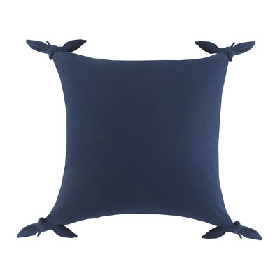 HomeRoots 20" X 20" Navy Blue 100% Cotton Zippered Pillow