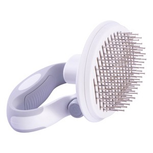 Pet Life Gyrater Travel Self-Cleaning Swivel Grooming Pet Pin Brush, White - 1 of 1