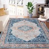Acekool Washable Vintage Medallion Area Rug, Non-Slip Ultra Soft Low Pile Distressed Carpet for Living Room Bedroom, Easy Care - 2 of 4