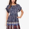 Anna-Kaci Women's Bohemian Floral Print Short Sleeve Swing Fashion Dress With Crew Neckline - 2 of 4