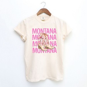 Simply Sage Market Women's Coquette Montana Cowgirl Boots Short Sleeve Garment Dyed Tee - 1 of 3