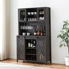 Garvee Coffee Bar Wine Cabinet with Sliding Barn Doors, 70" Tall Farmhouse Kitchen Hutch with Wine & Glasses Rack, for Kitchen, Dining Room - 3 of 4