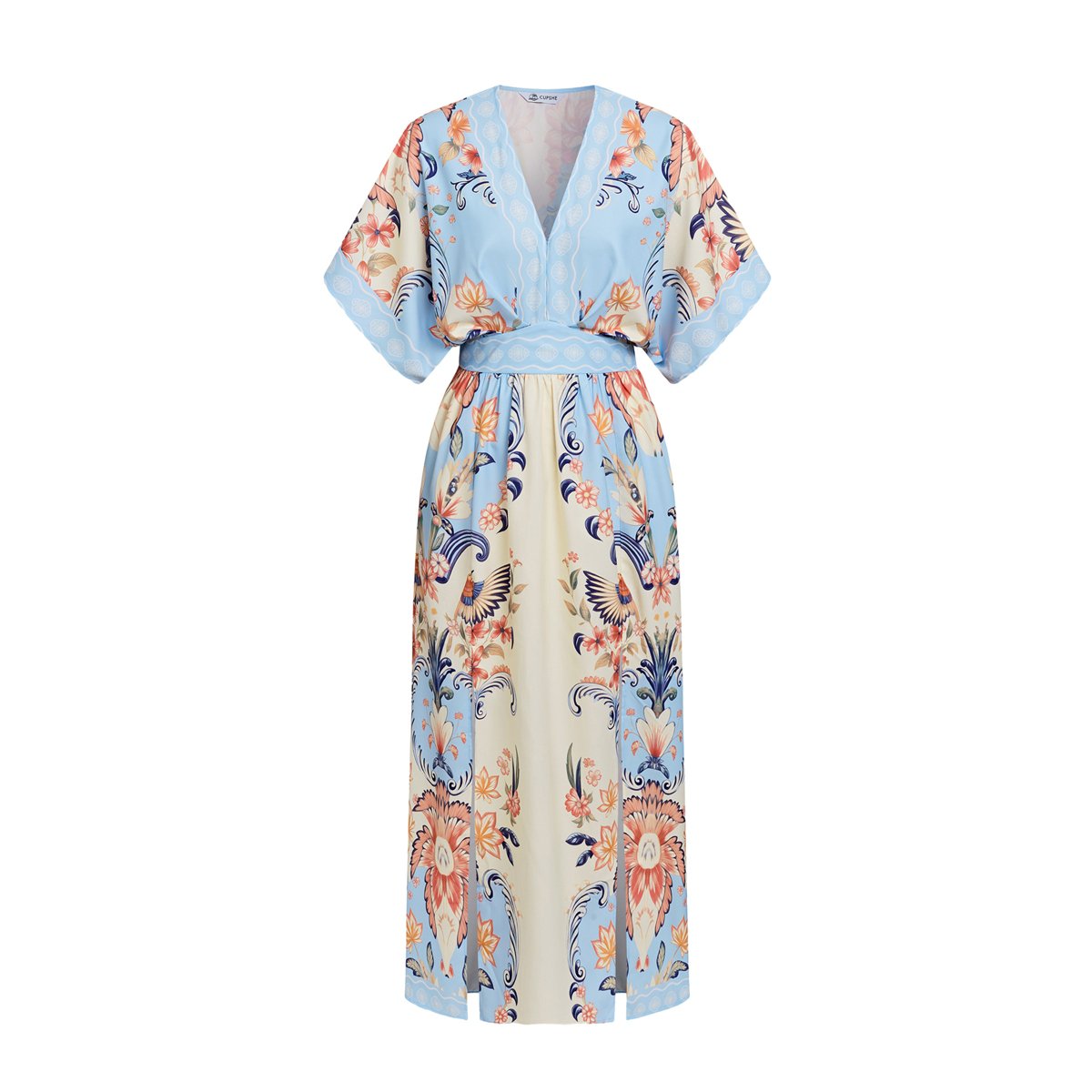 Женские платья Cupshe Women's Breezy Floral Maxi Beach Dress with Side Slits-S-Blue — фото 3