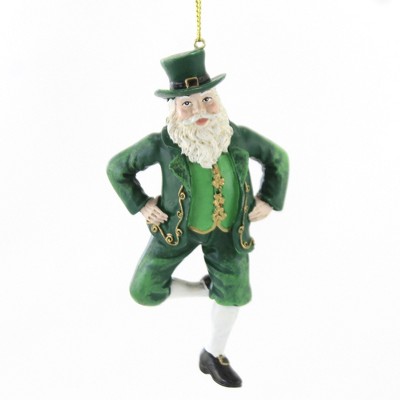 Holiday Ornament 4.25" Irish Dancing Santa Irish Luck Happy  -  Tree Ornaments