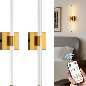 YANSUN 24 in. Gold 1-Light LED Wall Sconce Set, Wireless Rechargeable Vanity Light Bar for Bedroom and Bathroom - 1 of 1