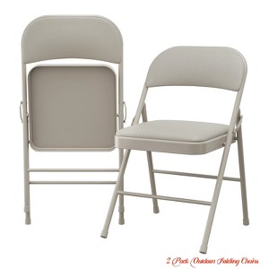 Office 2 Pack/4 Pack Outdoor Folding Chairs, Portable Stackable Foldable Chairs w/ Padded Cushion & Back, Commercial Seat w/ Metal Frame - 1 of 4