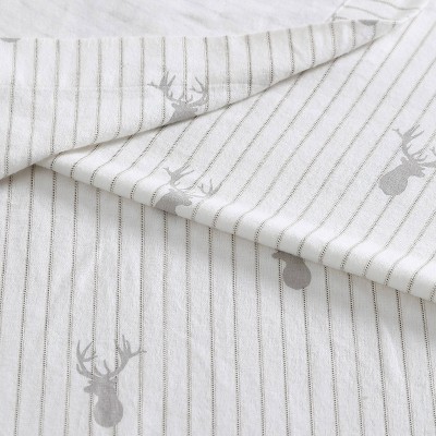 Gray Deer Lodge Queen Cotton Flannel Sheet Set