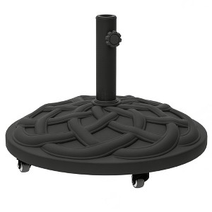 Outsunny Round Patio Umbrella Base with Wheels, 44 lbs Resin Umbrella Stand Base, Patio Umbrella Holder for 1.3"/1.5"/1.9" Umbrella Poles - 1 of 4