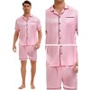 INSPIRE CHIC Men's Satin Sleepwear Short Sleeve Nightwear Shorts Summer Pajamas Set 2 Pieces - 4 of 4