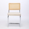 Akoasm Set of 2 Modern Upholstered Rattan Dining Chair with Natural Cane Back & Stainless Chrome Base For Dining Room & Kitchen-Beige - 3 of 4