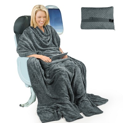 Tirrinia 4-in-1 Travel Blanket – Premium Fleece with Zippered Pocket & Built-in Carry Bag, Honeycomb