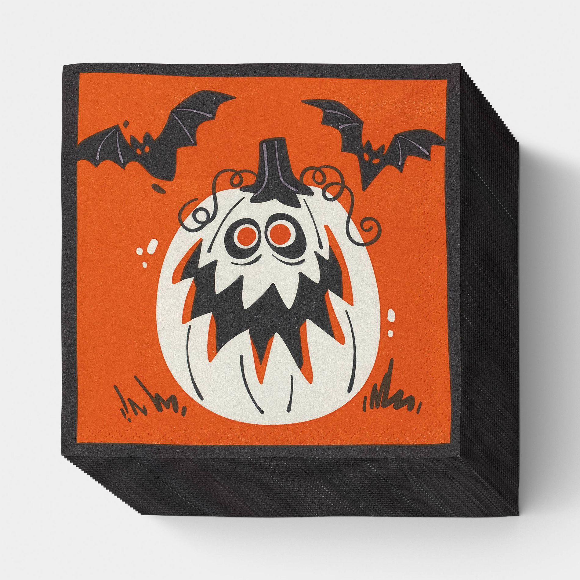 30ct Pumpkin with Bats Disposable Lunch Napkins Orange - Hyde and EEK! Boutique™: Halloween
