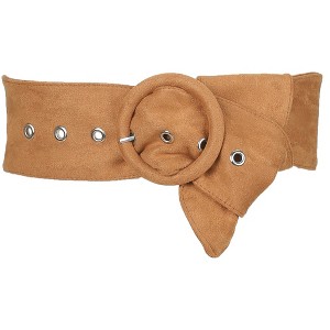 INSPIRE CHIC Women's Wide Vintage Round Buckle Obi Cinch Belts - 1 of 4