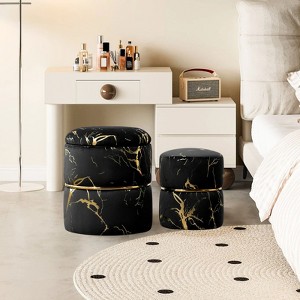 NicBex Set of 2 Round Storage Ottoman,Vanity Stool with Removable Lid,Foot Rest Ottoman with Storage for Living Room,Bedroom,Office - 1 of 4
