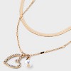 Pave Heart Pendant Multi-Strand Necklace - A New Day™ Gold: Nickel-Free Metal, Lobster Claw Clasp - 4 of 4