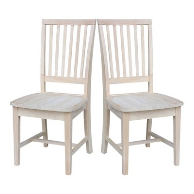 Classic Unfinished Solid Parawood High Slat Side Chair, Set of 2