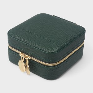 French Connection Small Travel Accessory Organizer with Mirror – Compact Jewelry Storage Box, Faux Leather - 1 of 4