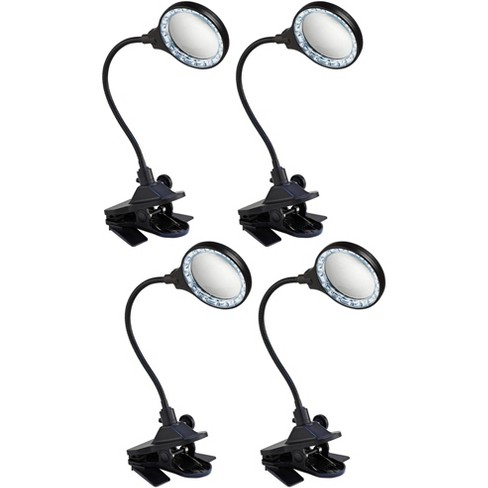 Pro Track Deco Black LED Gooseneck Magnifier Clip Lights Set of 4
