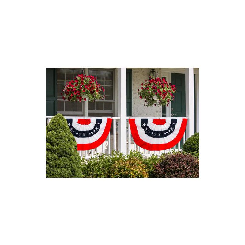 Patriotic Embroidered Bunting USA 48" x 24" Pleated Banner with Brass Grommets Briarwood Lane, 2 of 5