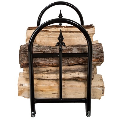 Black Arched Finial Steel Firewood Storage Rack, 24.1 in