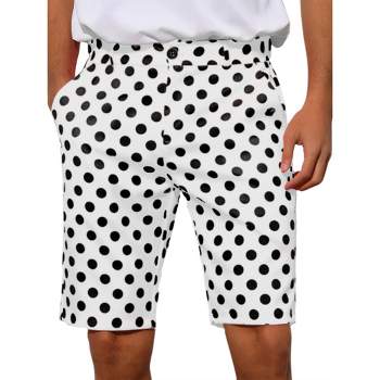 Lars Amadeus Men's Polka Dots Straight Fit Comfort Flat Front Chino Shorts