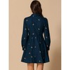INSPIRE CHIC Women's Casual Long Sleeve Half Placket Embroidered Floral Mini Shirt Dress - 4 of 4